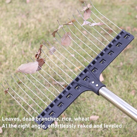 Ergonomische Hark voor Tuin met 22 Stalen Veer Tanden - Ideaal voor Bladeren, Mulch en Onkruidverzorging in de Tuin — afbeelding 3