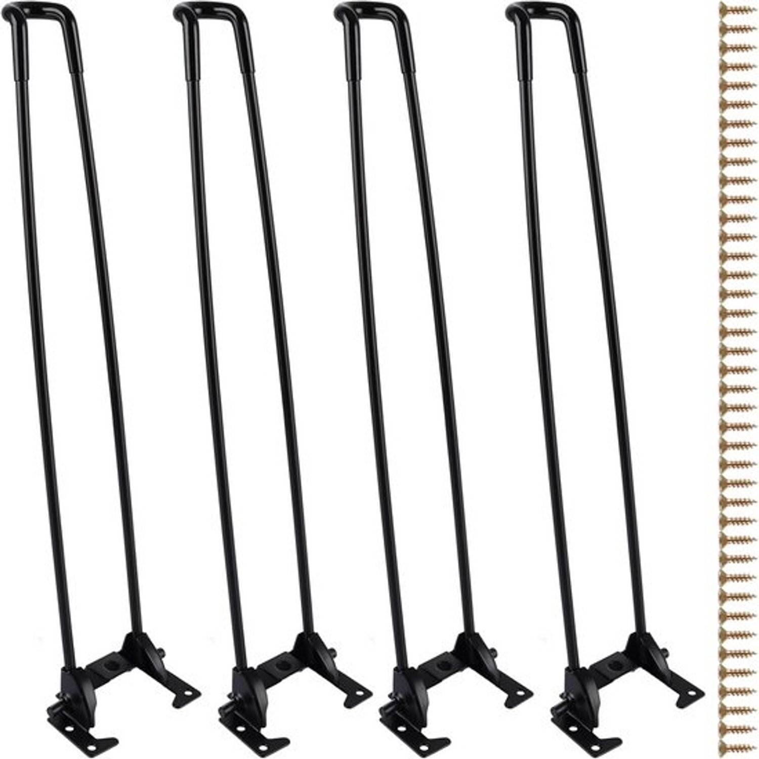 4x inklapbare tafelpoten - zwart metaal - 42 cm - Ideaal voor salontafels en bureaus