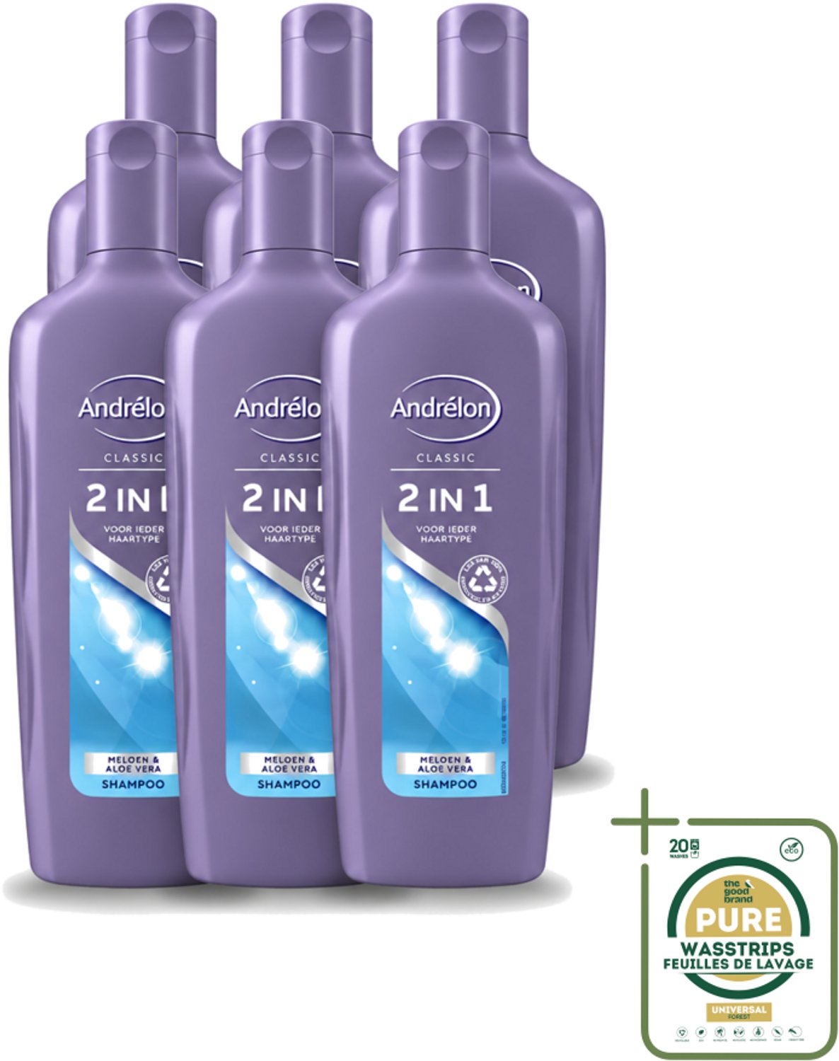 6 x Andrélon - 2-in-1 - Shampoo - Voor Snel & Effectief Wassen - 300 ml - Wasstrips - 2-in-1 Shampoo Conditioner - Snel Wassen - Effectief Wassen - Haar Reinigen - Haar Verzorgen