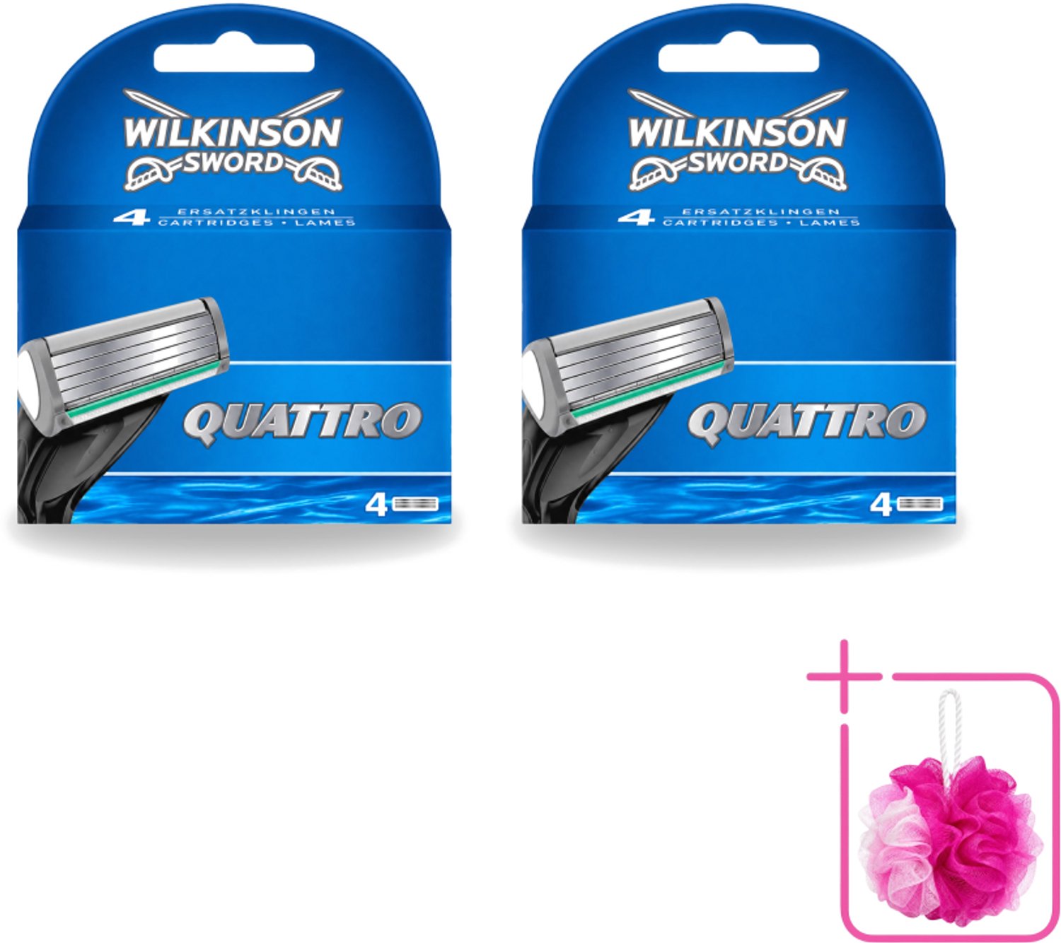 2 x Wilkinson - Navulmesjes Quattro - Met Precisietrimmer - 4 scheermesjes - Bulkverpakking - Scheermesjes - Navulmesjes