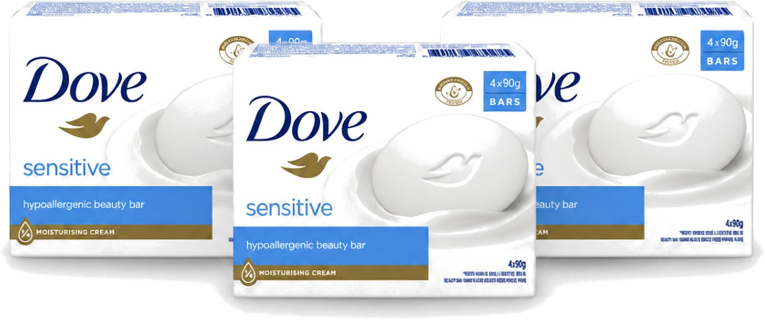 3 x Dove Zeep - Sensitive 4 x 90 gr. - Voordeelverpakking - 3 stuks