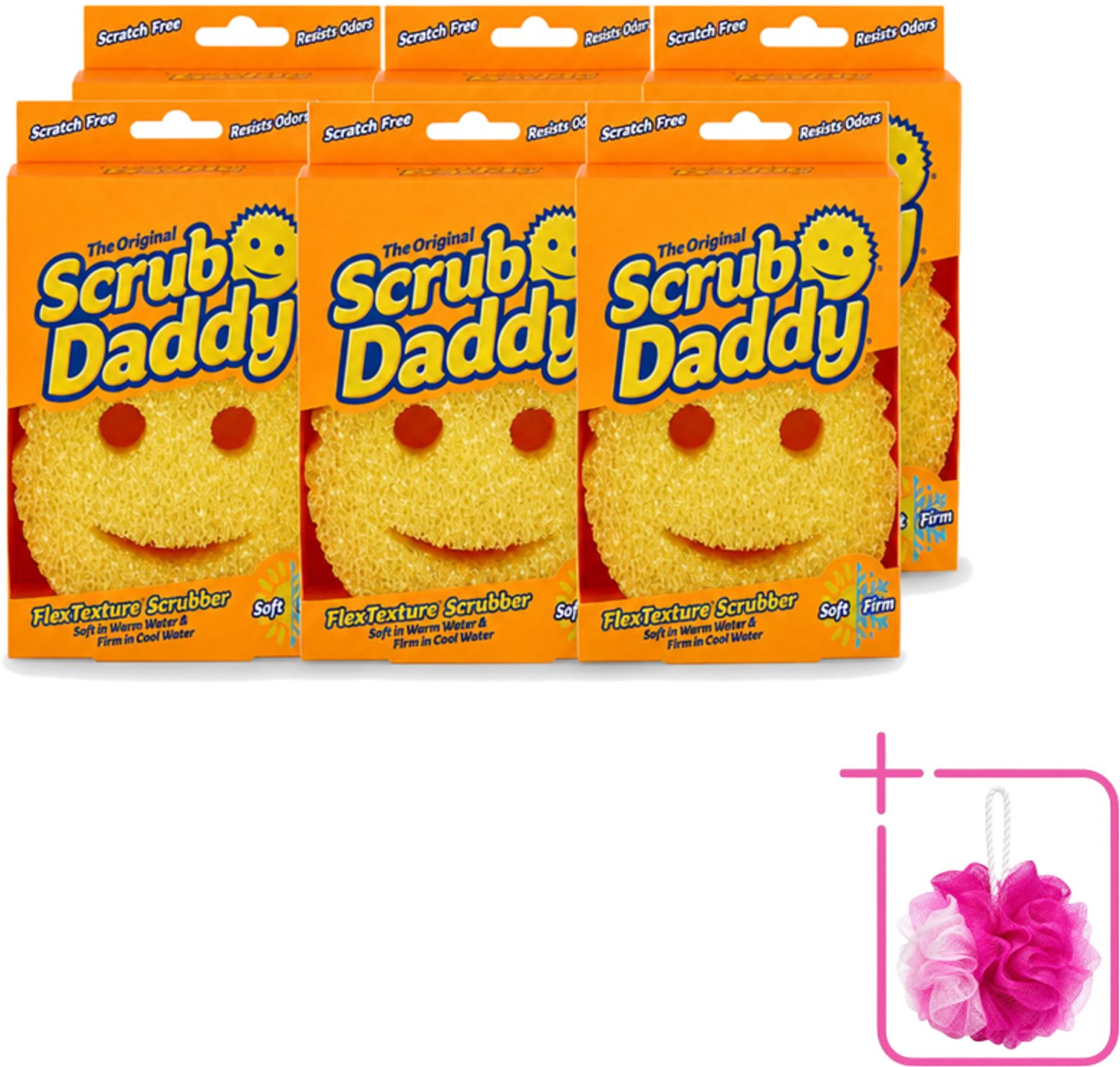 6 x Scrub Daddy - Spons - Veranderende Textuur - 1 Spons - Bulkverpakking - Schoonmaken - Douchemop - Vaat schoonmaken
