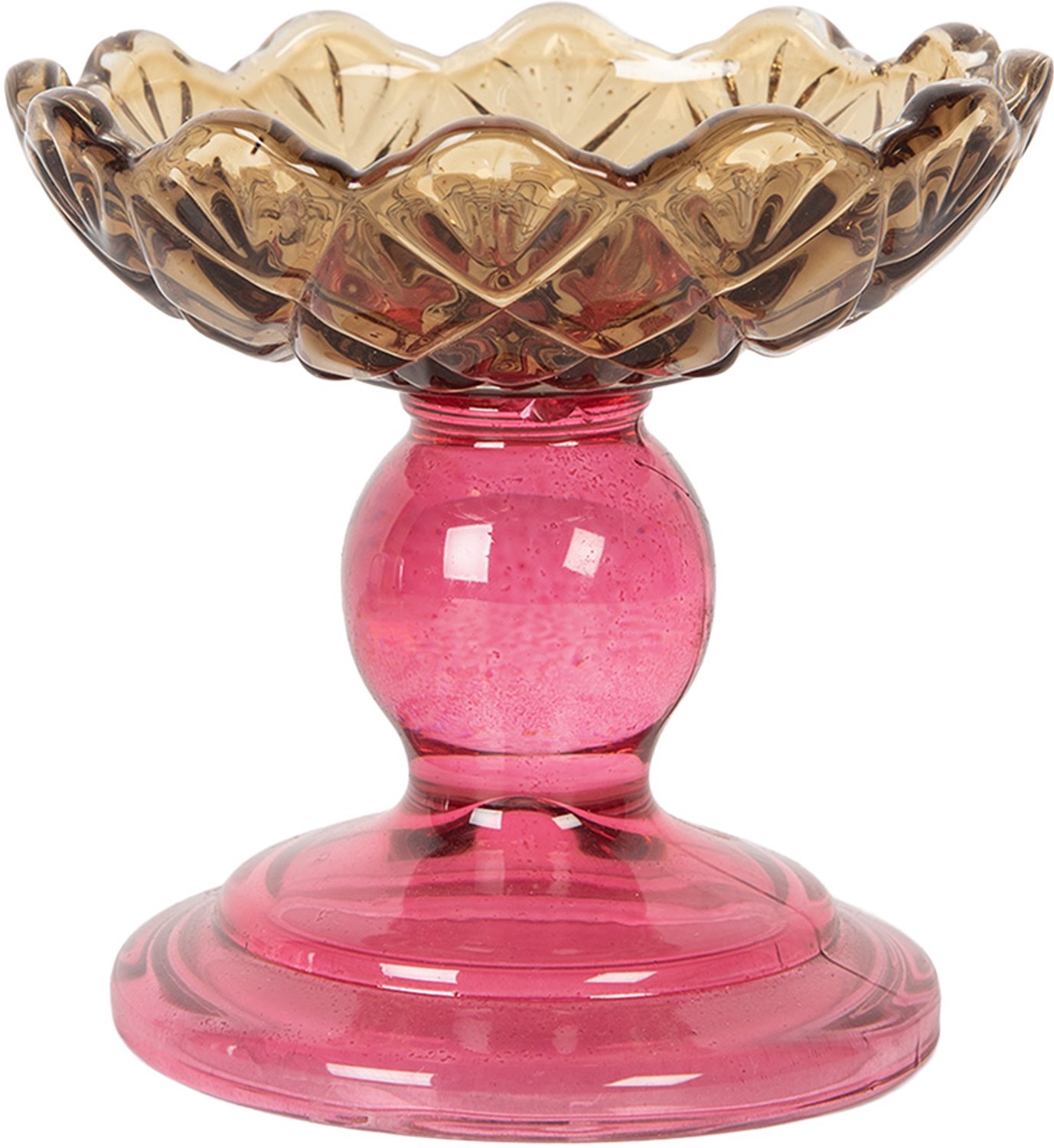 Clayre & Eef Waxinelichthouder Ø 10x9 cm Geel Glas