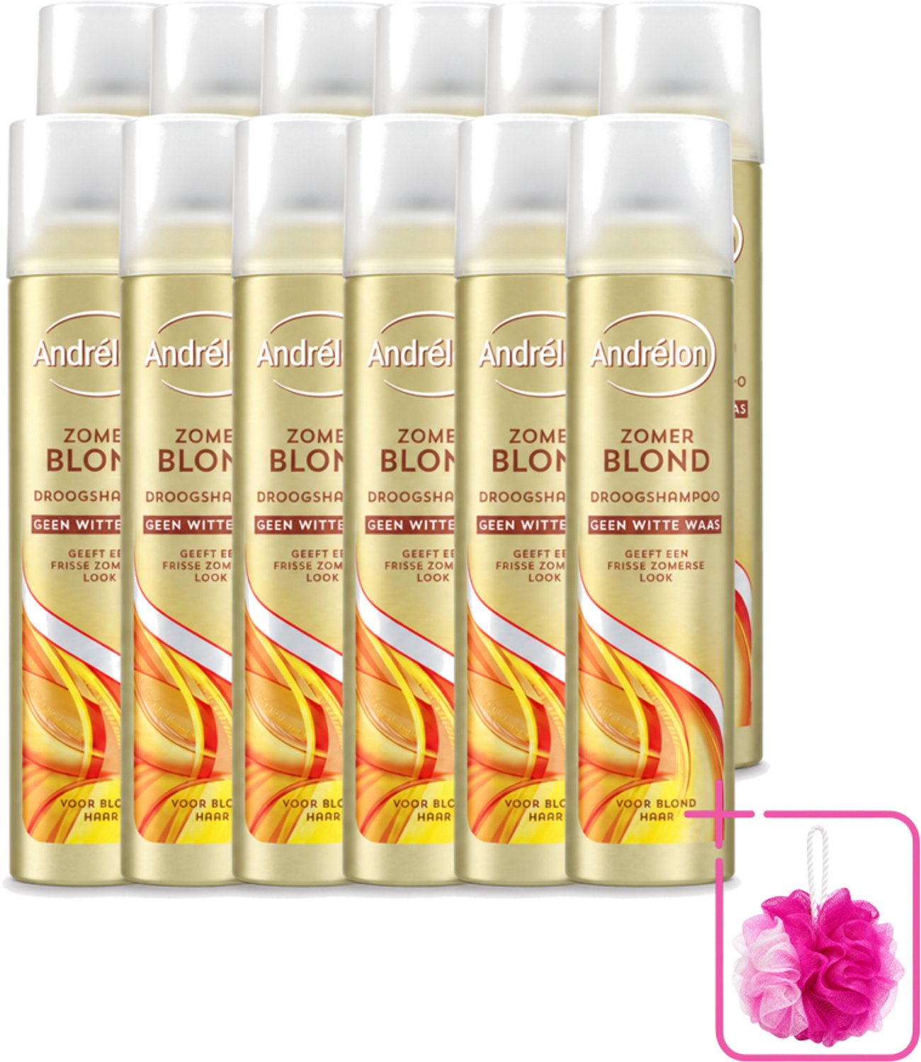 12 x Andrélon - Zomerblond - Droogshampoo - Voor Blond Haar - 245 ml - Bulkverpakking - Zomerblond - Douchemop - Droogshampoo