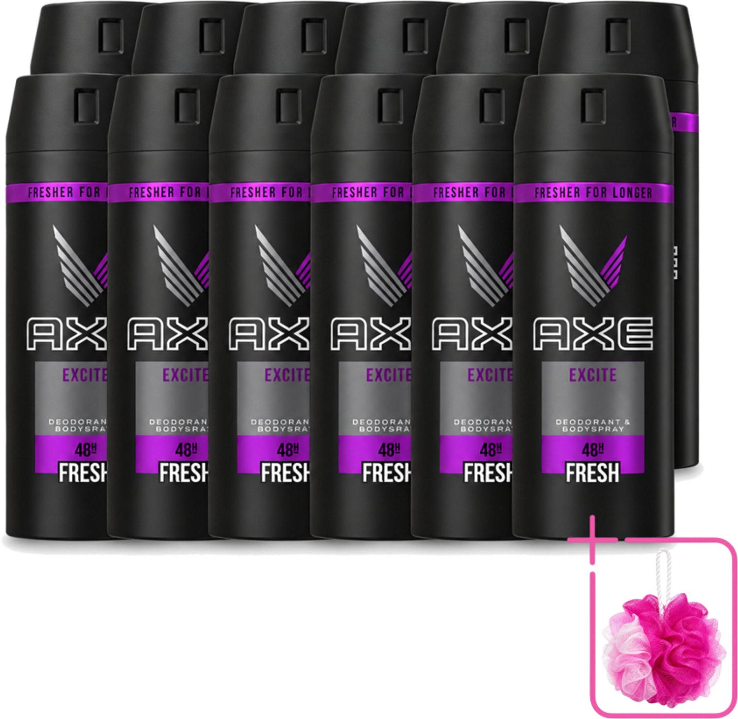 12 x Axe - Deodorant Bodyspray - 48hrs Fresh - Excite - 150 ml - Bulkverpakking - Deodorant - Douchemop - Bodyspray