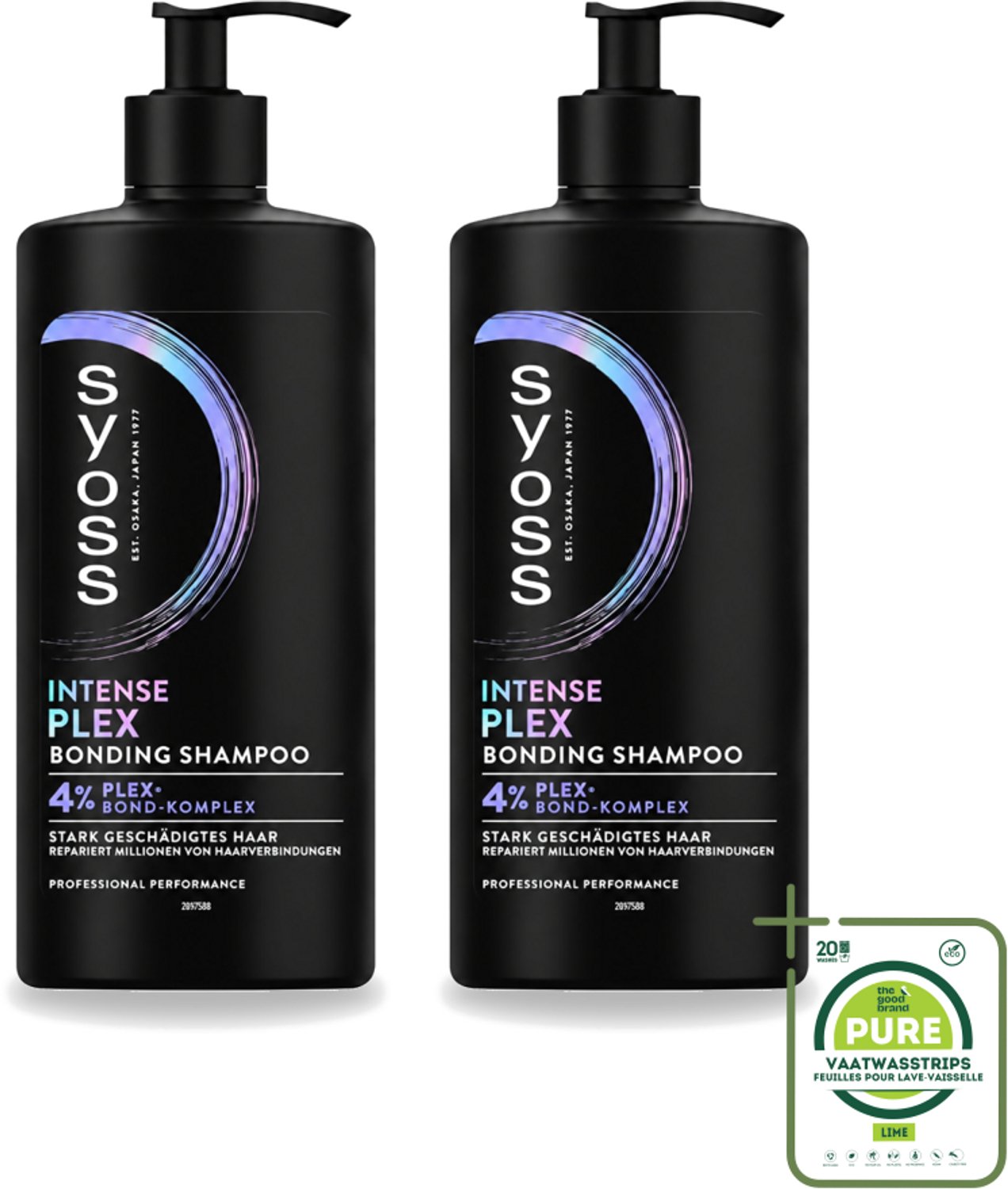 2 x Syoss – Shampoo – Intense Plex – 440 ml - Grootverpakking - Vaatwasstrips - Haarherstel - Haarversterking - Haarbescherming - Haarbreuk Verminderen - Chemisch Behandeld Haar