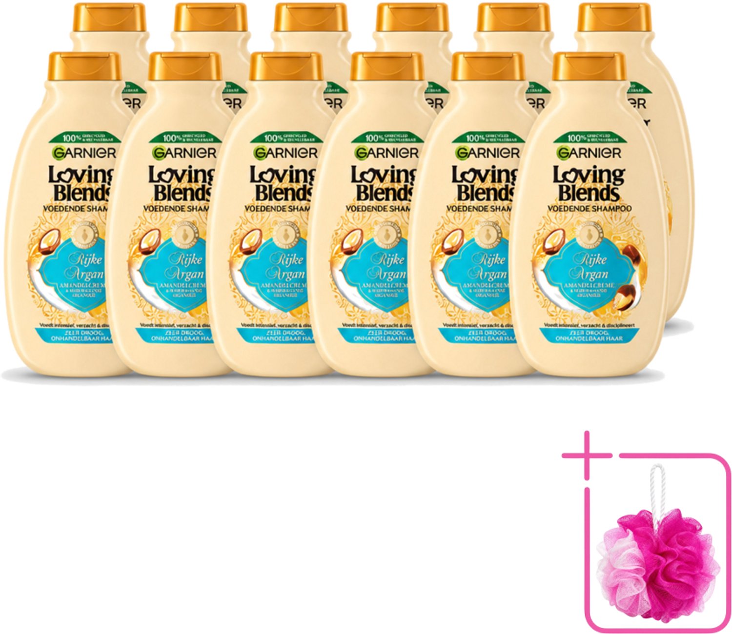 12 x Garnier - Loving Blends - Shampoo - Rijke Argan - Zeer Droog Onhandelbaar Haar - 300 ml - Bulkverpakking - Argan Shampoo - Douchemop - Voedend haar