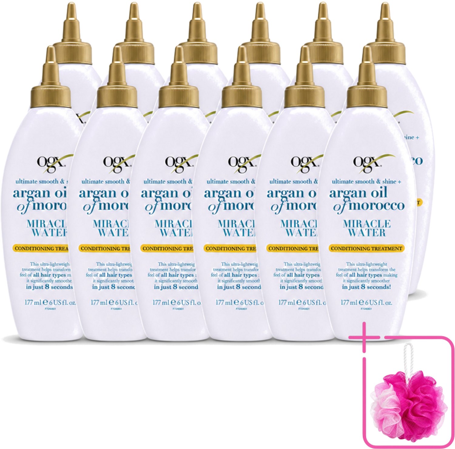 12 x OGX - Argan Oil of Morocco - Miracle Water - Lichtgewicht Hydratie - 177 ml - Bulkverpakking - Haarverzorging - Hydratatie
