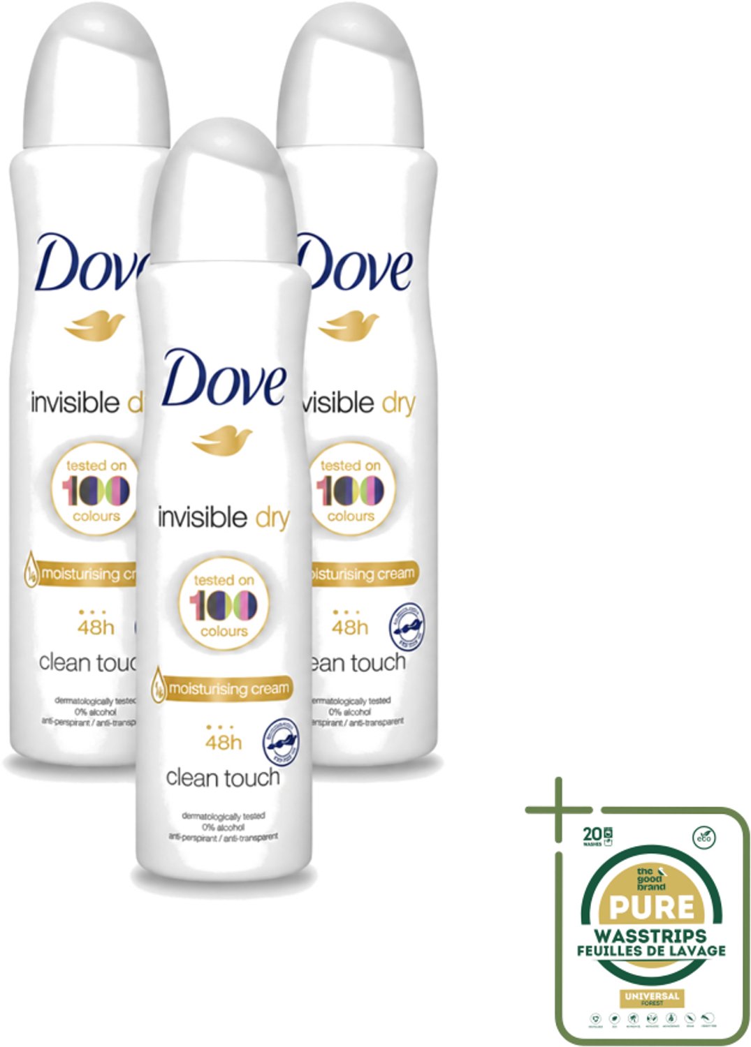 3 x Dove - Deodorant - Invisible Dry - Onzichtbare bescherming - 250 ml - Wasstrips - Onze Bescherming - Onzichtbaar - Zweet En Geur - Vlekken - Donkere Kleding