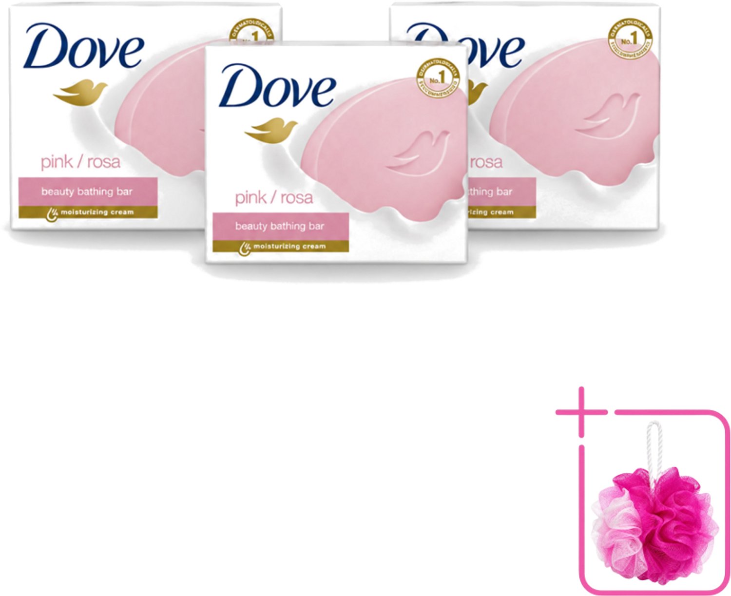 3 x Dove - Zeep - Pink - Hydraterend en Verzorgend - 4 x 100 g - Bulkverpakking - Dove Zeep - Douchemop - Hydraterende Zeep