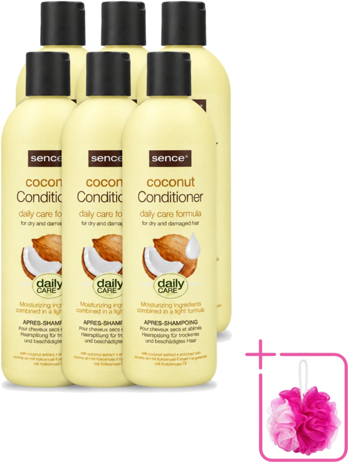 6 x Sence – Conditioner – Coconut – 400 ml - Bulkverpakking - Conditioner voor droog haar - Douchemop - Kokos conditioner