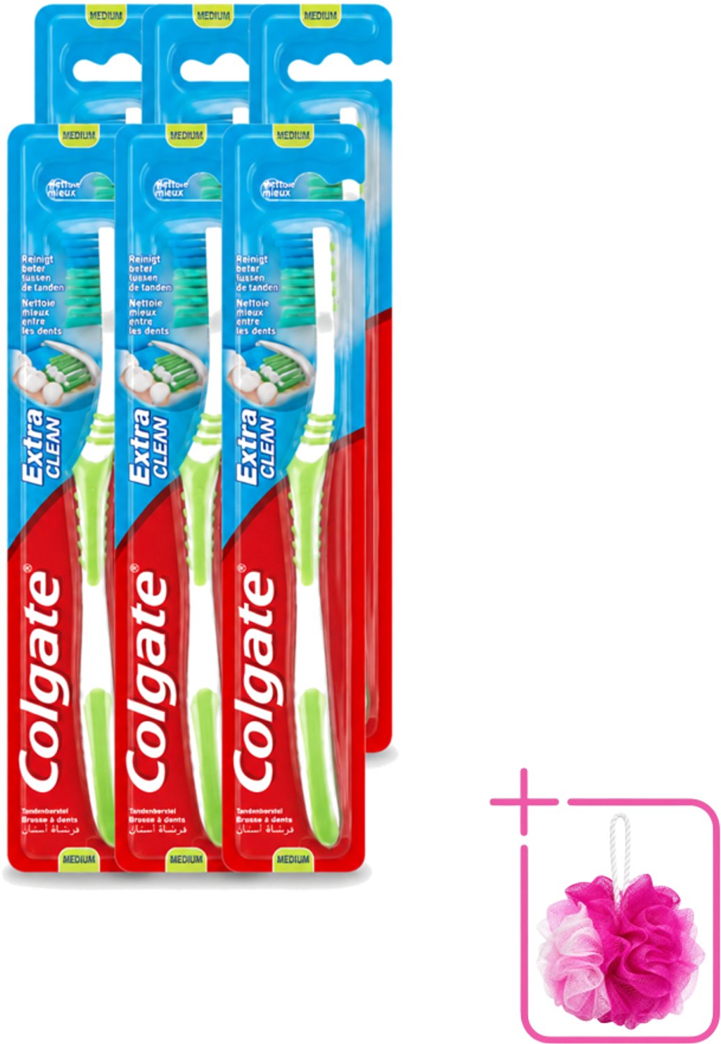6 x Colgate - Tandenborstel - Extra Clean Medium - 1 Tandenborstel - Bulkverpakking - Tandenborstel - Douchemop - Tandenpoetsen