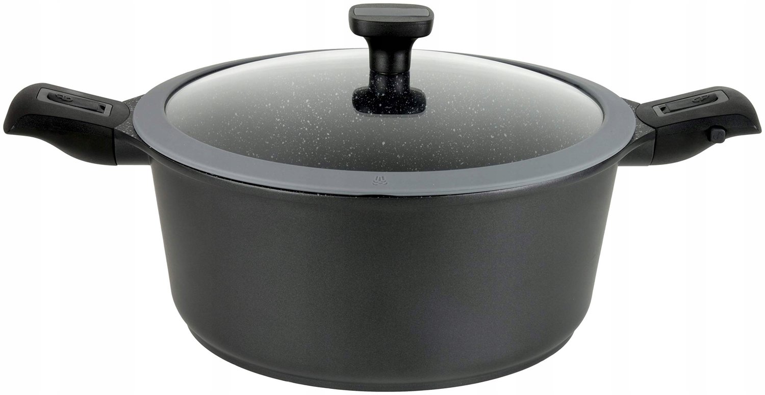 GSW Easy Click Aluminium Pan 24cm Zwart 4.2L met Glazen Deksel