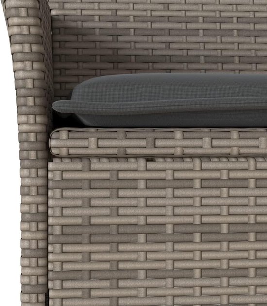 Poly rattan duurzaam terrasmeubilair met dikke kussens grijs 5 delig — afbeelding 3