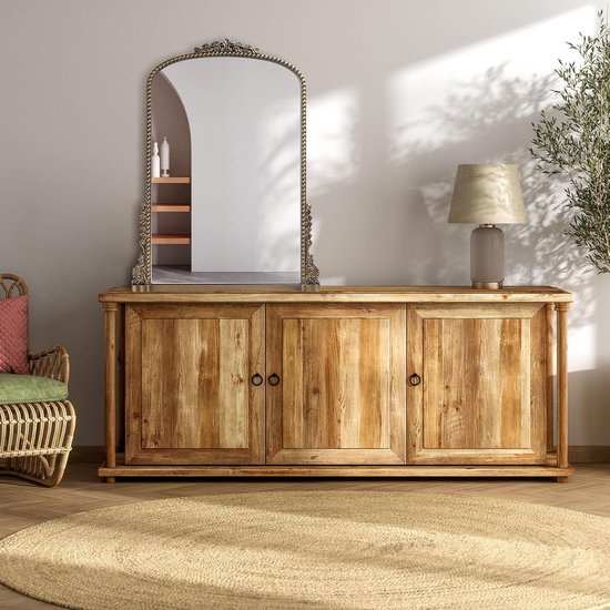 Vintage barokke boogspiegel - traditioneel sierlijk antiek messing houten frame - 51 x 90 cm - perfect voor entree, open haard, woonkamer, hal, badkamer — afbeelding 4