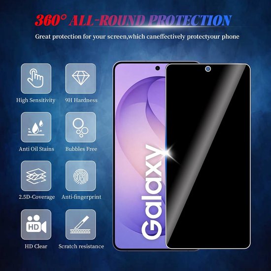 2 stuks anti-spion gehard glas voor Samsung Galaxy S26 Plus, beschermglas voor scherm, bubbelvrij, hardheid 9H, eenvoudig te installeren, krasbestendig — afbeelding 4