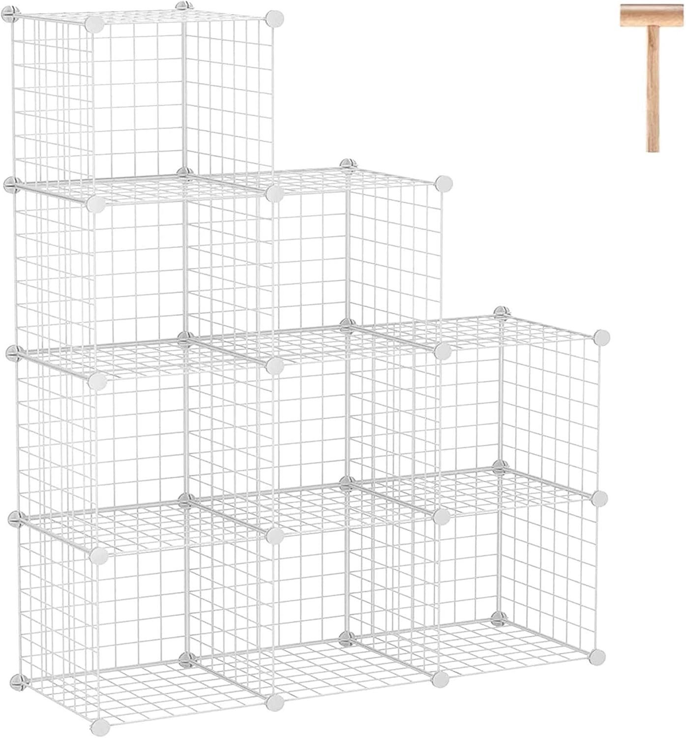 C&AHOME Opbergorganizer voor draadkubus, 9-kubus metalen roosteropslag, opbergbakken, modulaire boekenplank, doe-het-zelf kastkast, ideaal voor woonkamer, huis, kantoor, 36,6 "L x 31,5 cm B x 48,4 "H