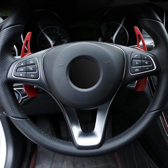 Stuurwiel Schakelpeddels,Aluminium Auto Stuurwiel Schakelpeddels Uitbreidingen,Auto Uitbreiding Stuurwiel Aluminium Schakelpeddel Blade Shifter Geschikt Voor A B E R M Klasse(rood) — afbeelding 4