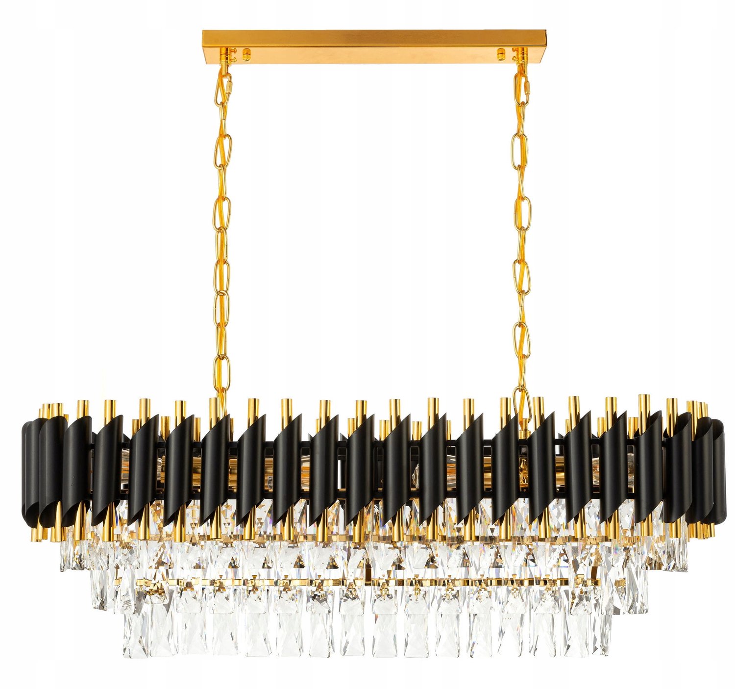 Luxe Kristallen Plafondlamp Zwart/Goud - 8xE14 Fitting