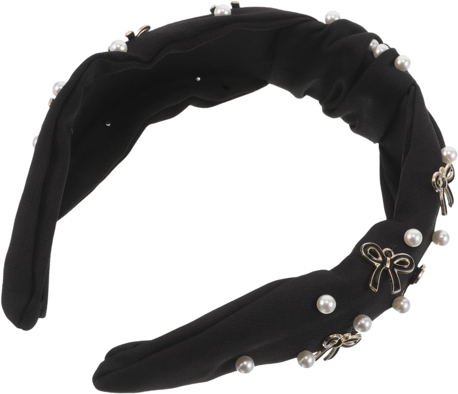 Brede Haarband met Vintage Strik Kunstparels Stevig Stijlvol Haaraccessoire voor Bruiloften Feestdagen Dagelijks Gebruik door Vrouwen