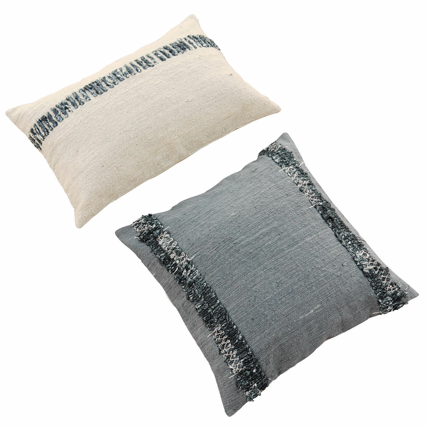 Loberon Kussenhoes set van 2 Foix blauw/beige
