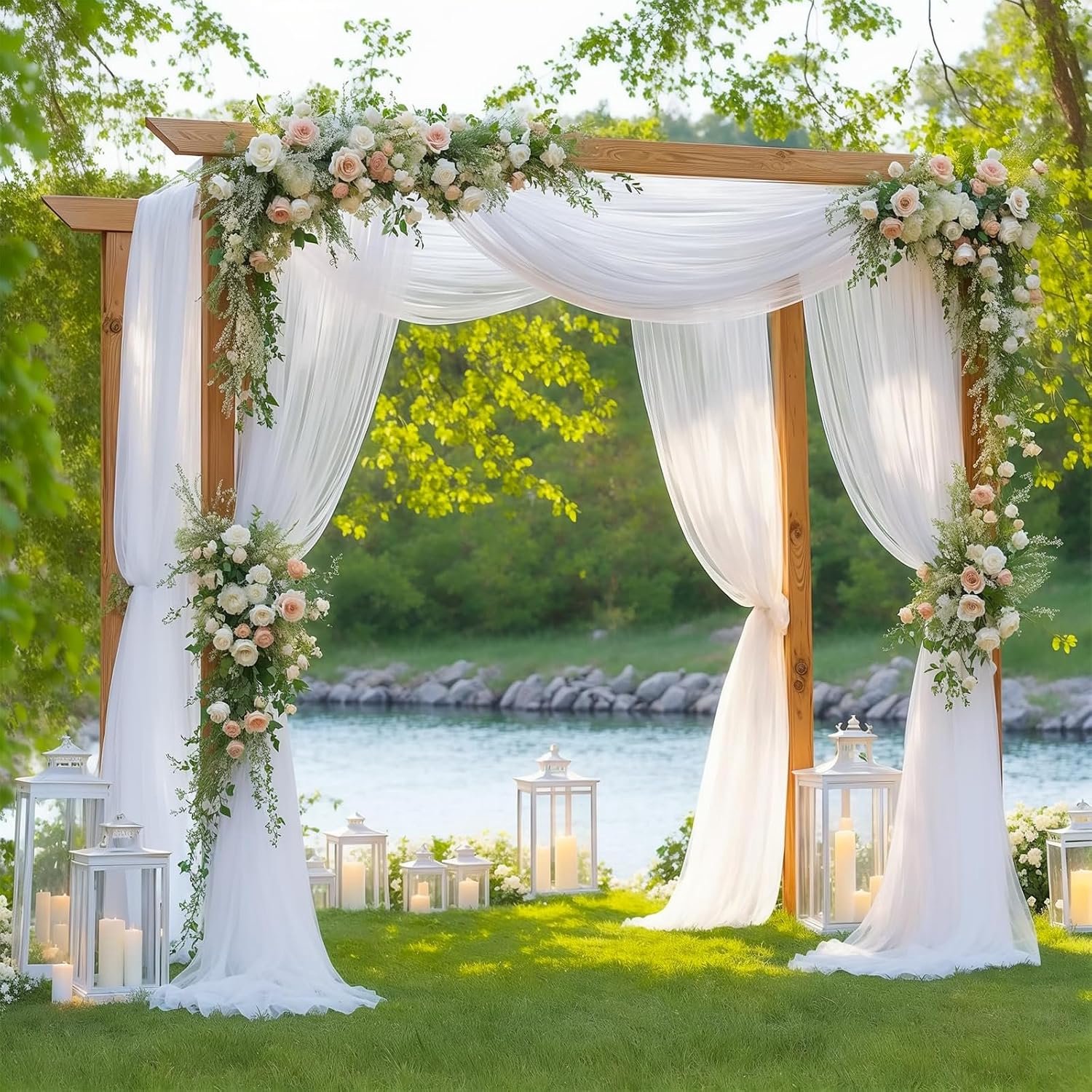 Witte tule stof 1,6 x 10 m, zachte tule per meter, wit, tule stof voor bruiloft, bruiloftsboog, gordijn, tafeldecoratie, feestdecoratie, tule stof rol voor knutselen en decoratie