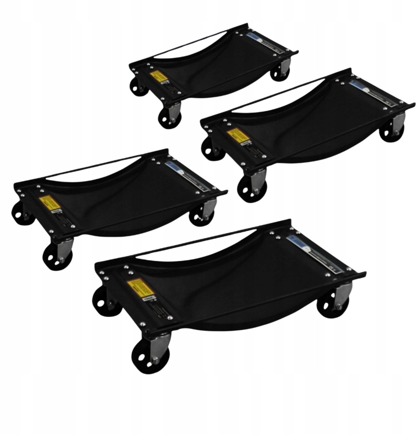 4x Autotransport Rollen - 450 kg per stuk - Zwart