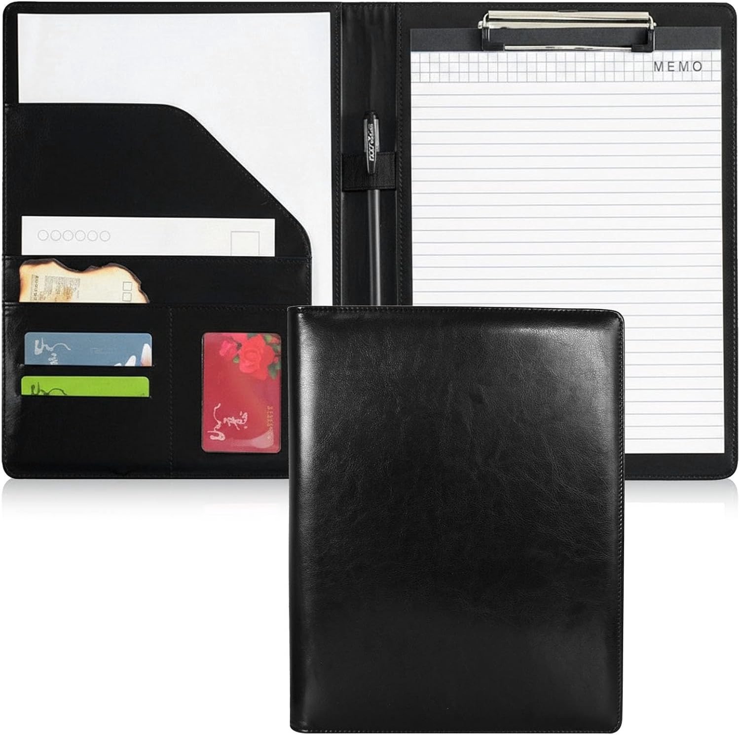 Professionele A4 Documentenmap met Clipboard en Organiser, Ideaal voor Kantoor en Conferenties, Inclusief Pennenhouder en Papier Compartimenten