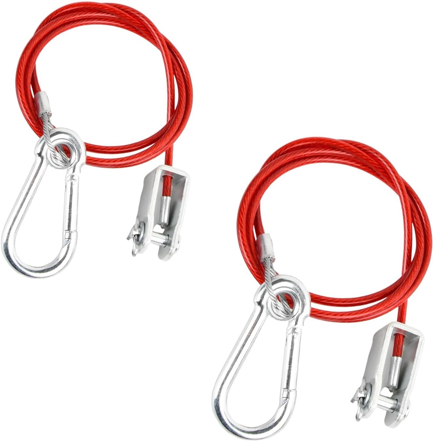 Veiligheidskabel voor aanhangwagen 1m x 4mm, 2 stuks met karabijnhaak, staal draad, accessoires voor caravan en aanhangwagens tot 150kg