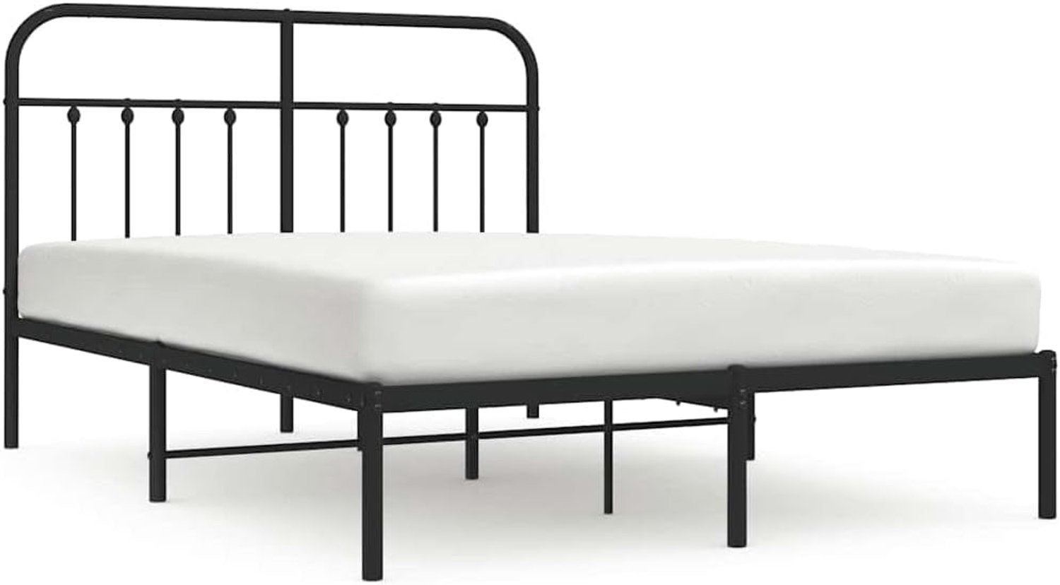Bedframe van metaal, zwart, 140 x 200 cm, met hoofdeinde