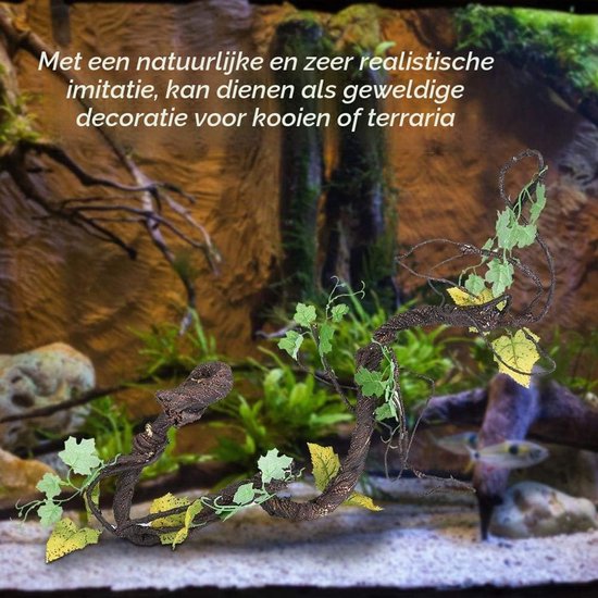Reptiel Wijnstokken Kunstmatige Klimmer Jungle Bocht Huisdier Habitat Decor voor Hagedissen Kikkers Slangen, L — afbeelding 4