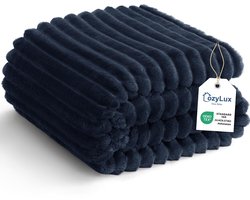 CozyLux Fleecedeken, 220 x 240 cm, sofadeken van geribbeld flanel, 300 g/m², voor dames, verjaardagscadeau voor mama, haar, interieurdecoratie, Oeko-T