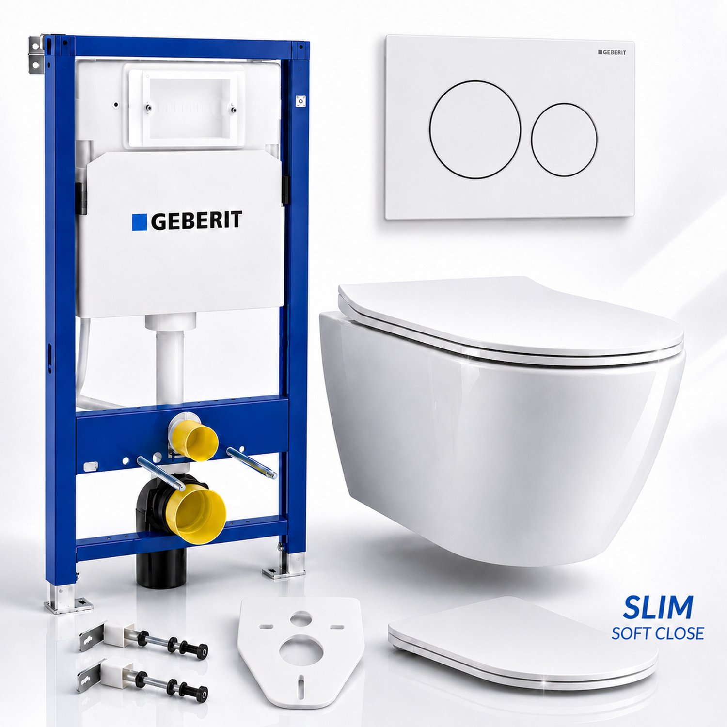 Badland toiletset - Geberit Duofix Basic Delta - ROLO wit - Delta20 rond wit - 115127111