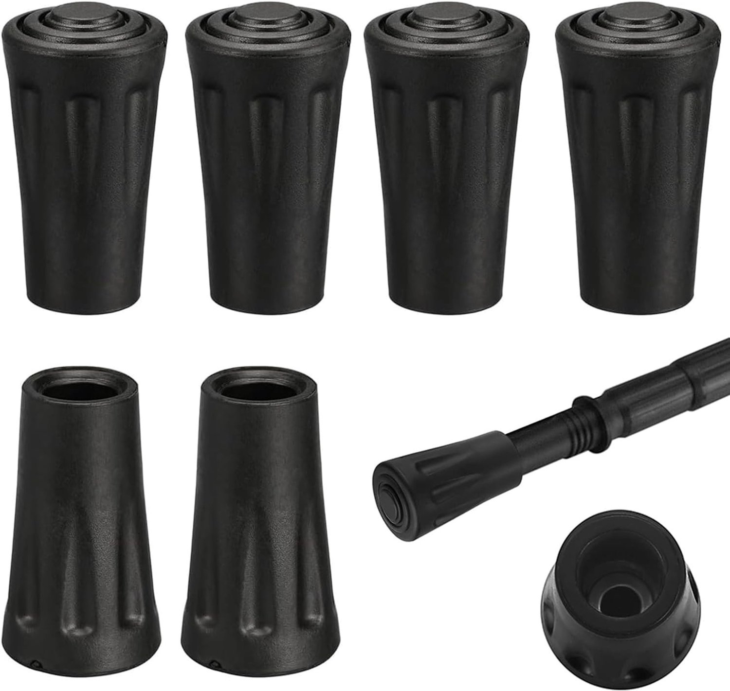 Trekkingstokken Rubber Buffers - Zwart - 2,3 cm - Slijtvast Rubber - Voor Wandelen en Trekking