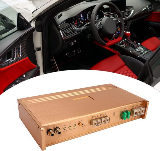 lyrlody Gouden Metalen Auto-audioversterker Hoog Rendement Universele Auto-stereoversterker 90 W Vermogen voor Autogeluidssysteem — afbeelding 2