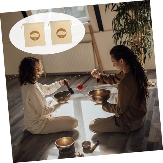 2stuks Zen Meditatie Geluid Kom Tas Katoenen Opbergtas Met Trekkoord Voor Meditatiekussen Duurzaam Praktisch Voor Reizen Buitenactiviteiten — afbeelding 3