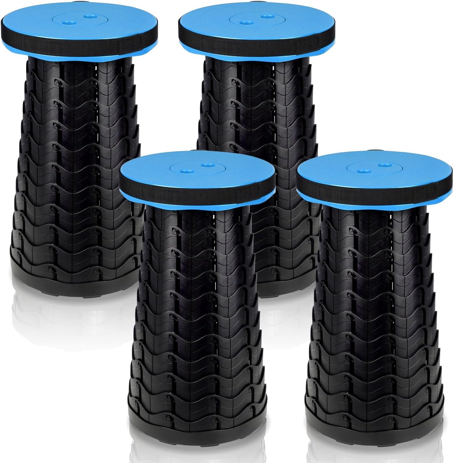 4 x draagbare klapkrukken, draagvermogen 180 kg, 6-44 cm in hoogte verstelbaar, lichte telescopische kruk, uittrekbare vouwkruk, campingkruk, opvouwbare kruk voor camping, tuin, vissen, blauw