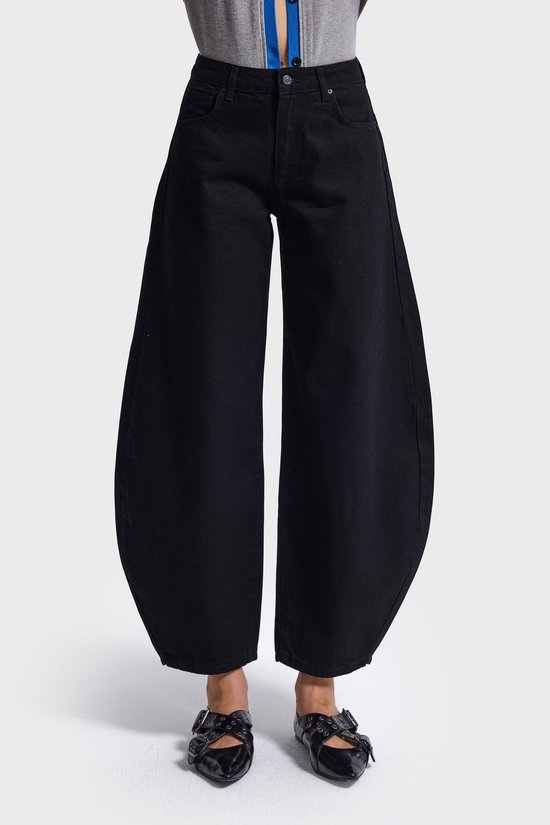 It's Basic - MEGA BALLON MID RISE JEANS - SOFT BLACK