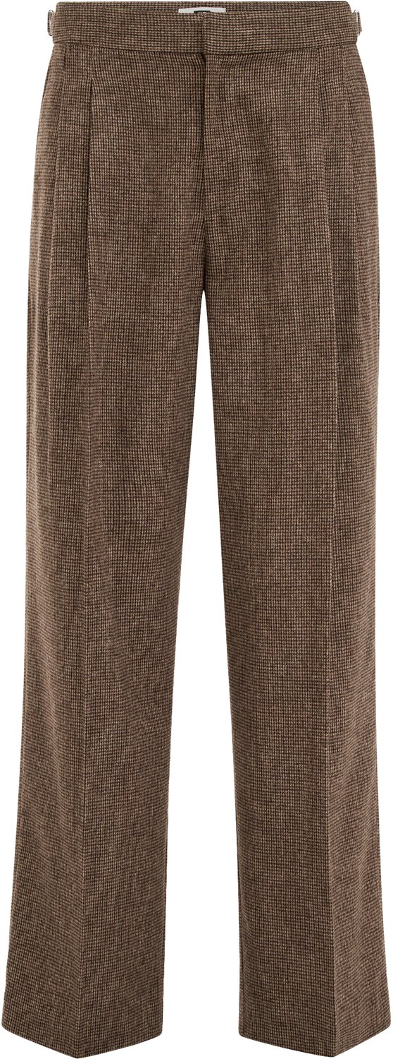 WE Fashion Heren loose fit broek met dubbele bandplooi van wolmix