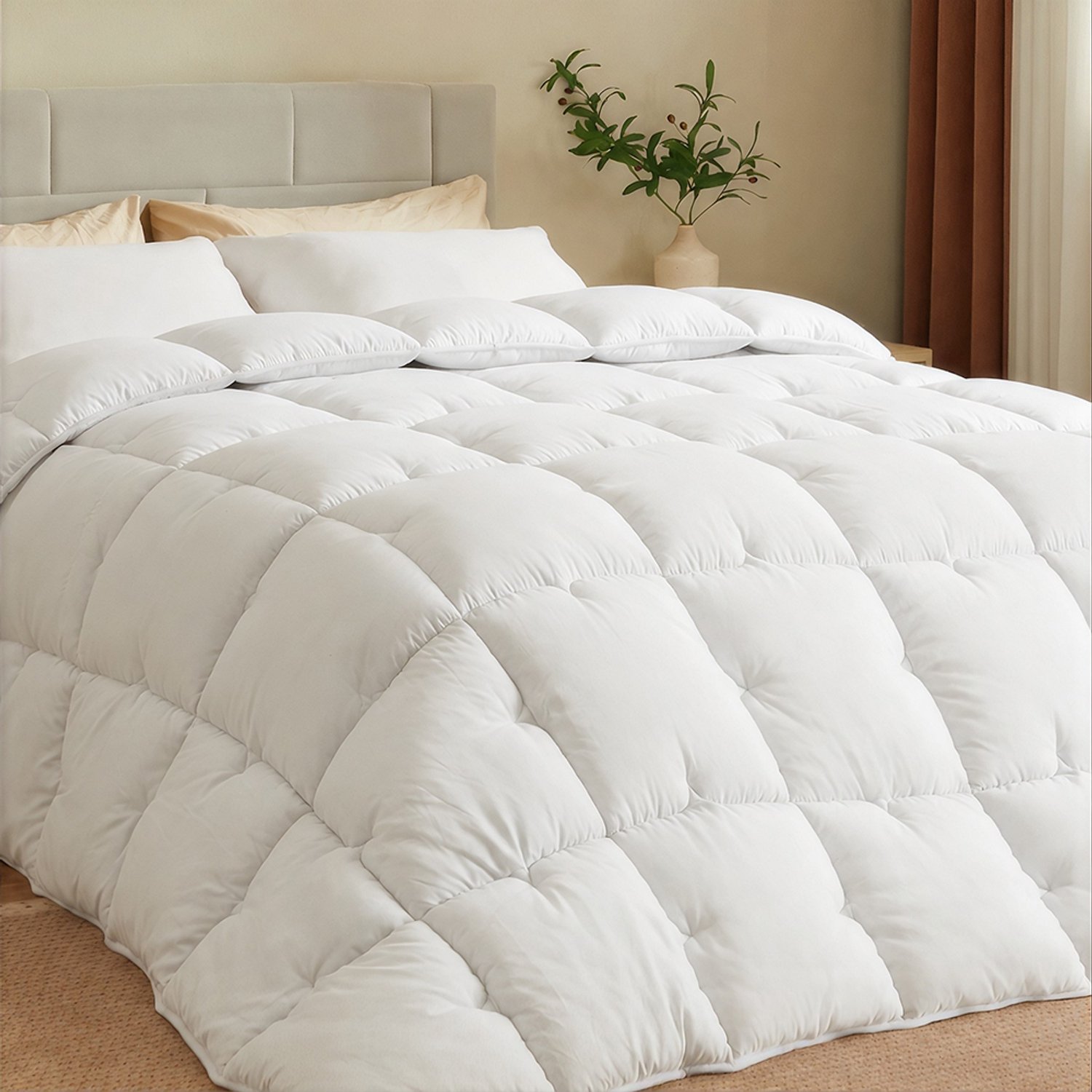 CASABEL Zeer Warm Winterdekbed, 700 g/m², 220x240cm, Diamantstiksel, Zeer Comfortabel, 2 Personen, Wit