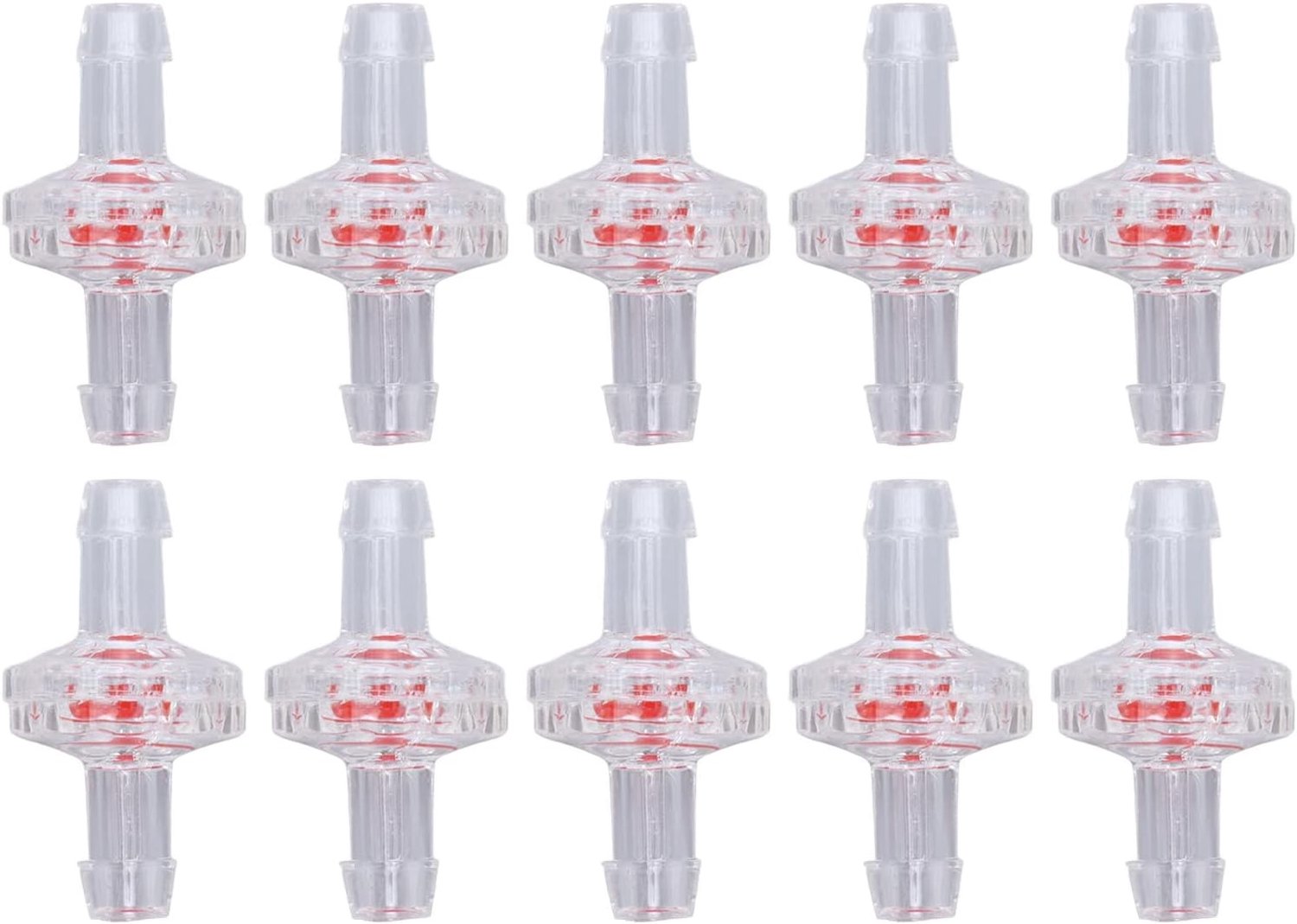 10 Stuks Anti Backflow Check Valve - Eenrichtingsventiel van PP Plastic voor Luchtinlaat en Tuinslang Aansluiting (5mm Transparant) - Ideaal voor Waterbeheersing en Irrigatie