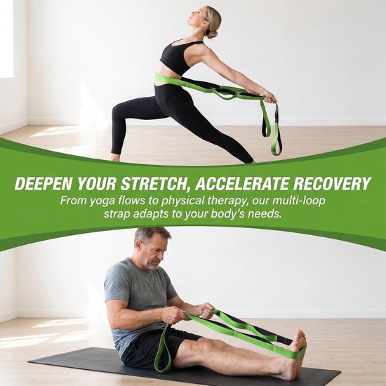 Yoga Stretching Band met 12 Lussen voor Effectieve Rek- en Flexibiliteitsoefeningen — afbeelding 4
