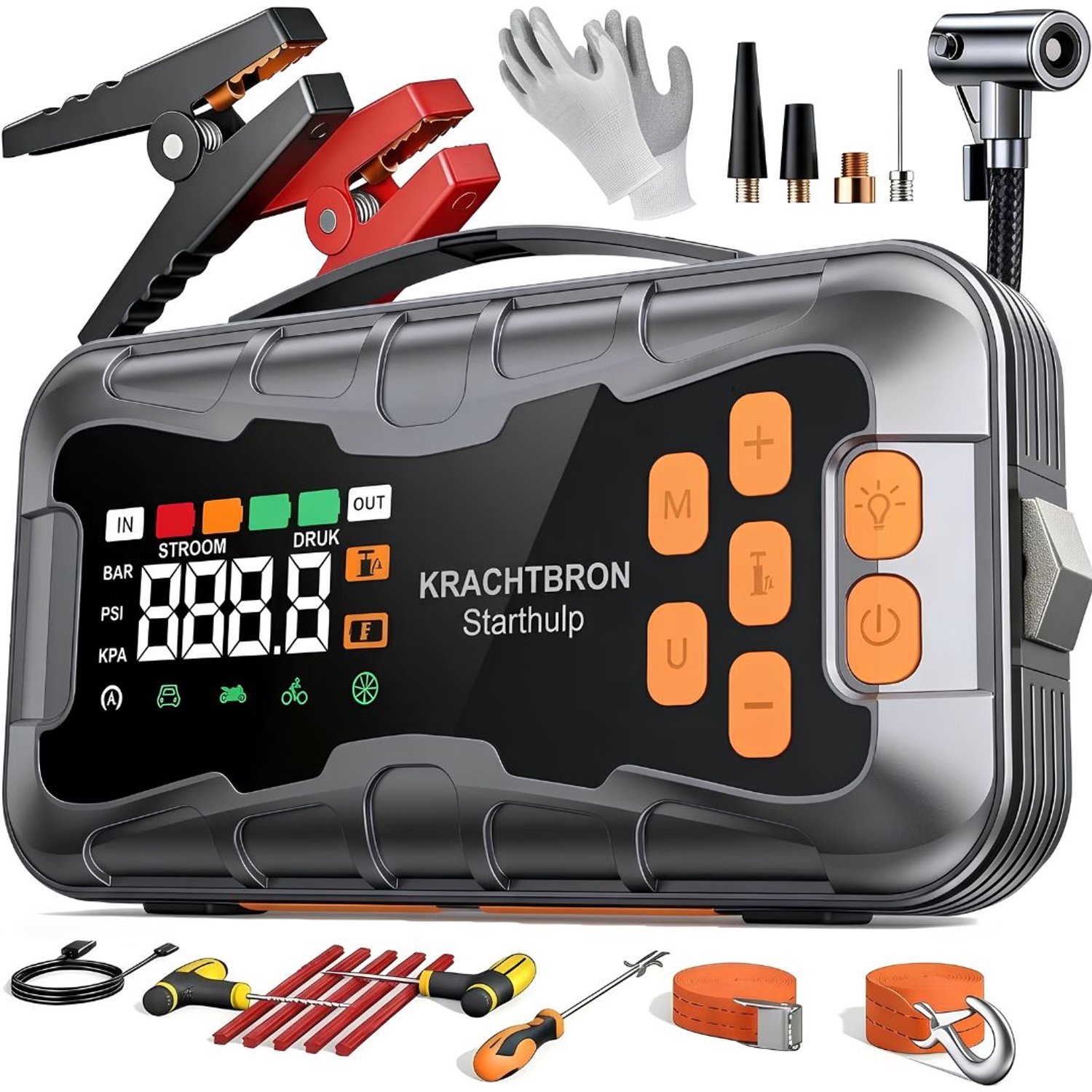 KLS® Jumpstarter - Jumpstarter voor Auto - Startbooster - Zwart - ‎ 5cm x 12cm x 24cm