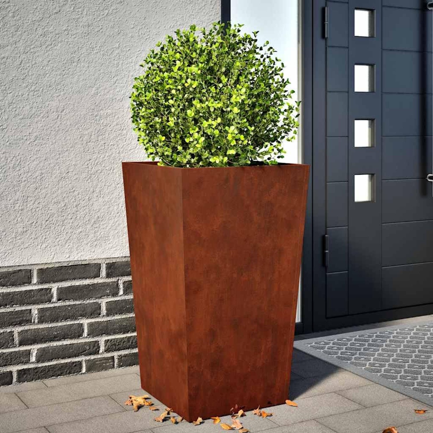 Bloembak weerbestendig staal, 45 x 45 x 75 cm, bloembak 75 cm hoog, plantenbak zonder drainagegaten voor tuin, balkon en terras, corrosiebestendig en duurzaam