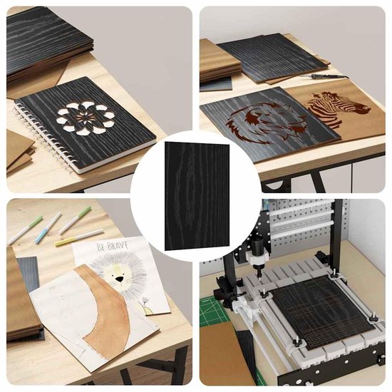 150 stuks decoratieve platen 21 x 30 cm zwart eikenlook, doe-het-zelf wandpanelen voor creatieve knutselprojecten, houten platen set — afbeelding 5