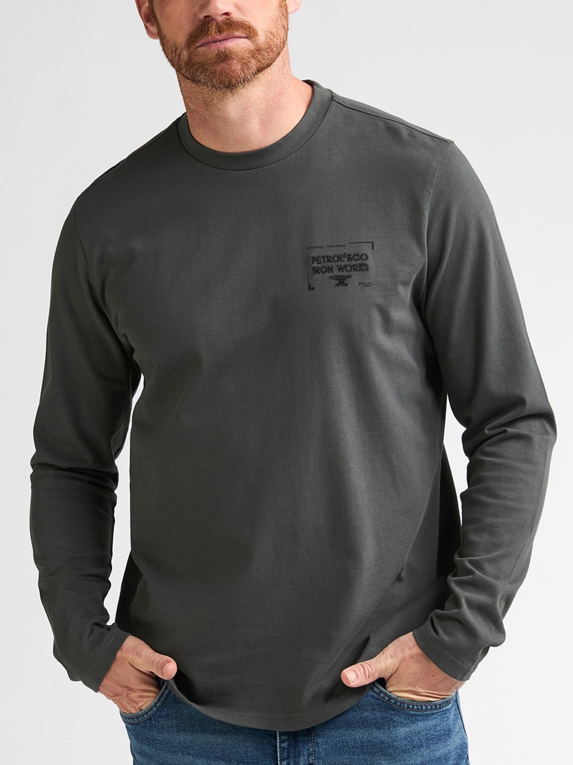 Petrol Industries - Heren Longsleeve met print forgewall - Groen - Maat L