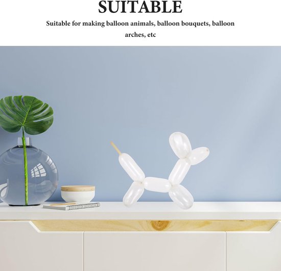 200 Stuks Lange Latex Ballonnen Wit Transparant Dikke Modelleerballonnen voor Dieren DIY Knutselballonnen voor Kinderfeestjes Bruiloften Verjaardagen Creatieve Decoratie — afbeelding 5