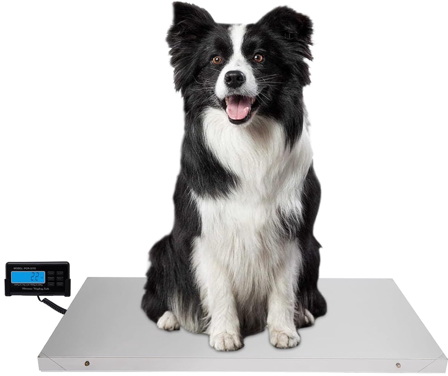 300 kg digitale dierenweegschaal, vloerweegschaal, dierenweegschaal, pakketweegschaal, kattenweegschaal, veterinaire weegschaal, groot roestvrijstalen platform 103 x 53 cm, extern lcd-scherm,