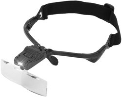 Srliya Hoofdband Loep, Lenzenvloeistof Type Hoofdband Vergrootglas met 5 Lens LED Lamp voor Wimpers Extension Tattoo Gebruik