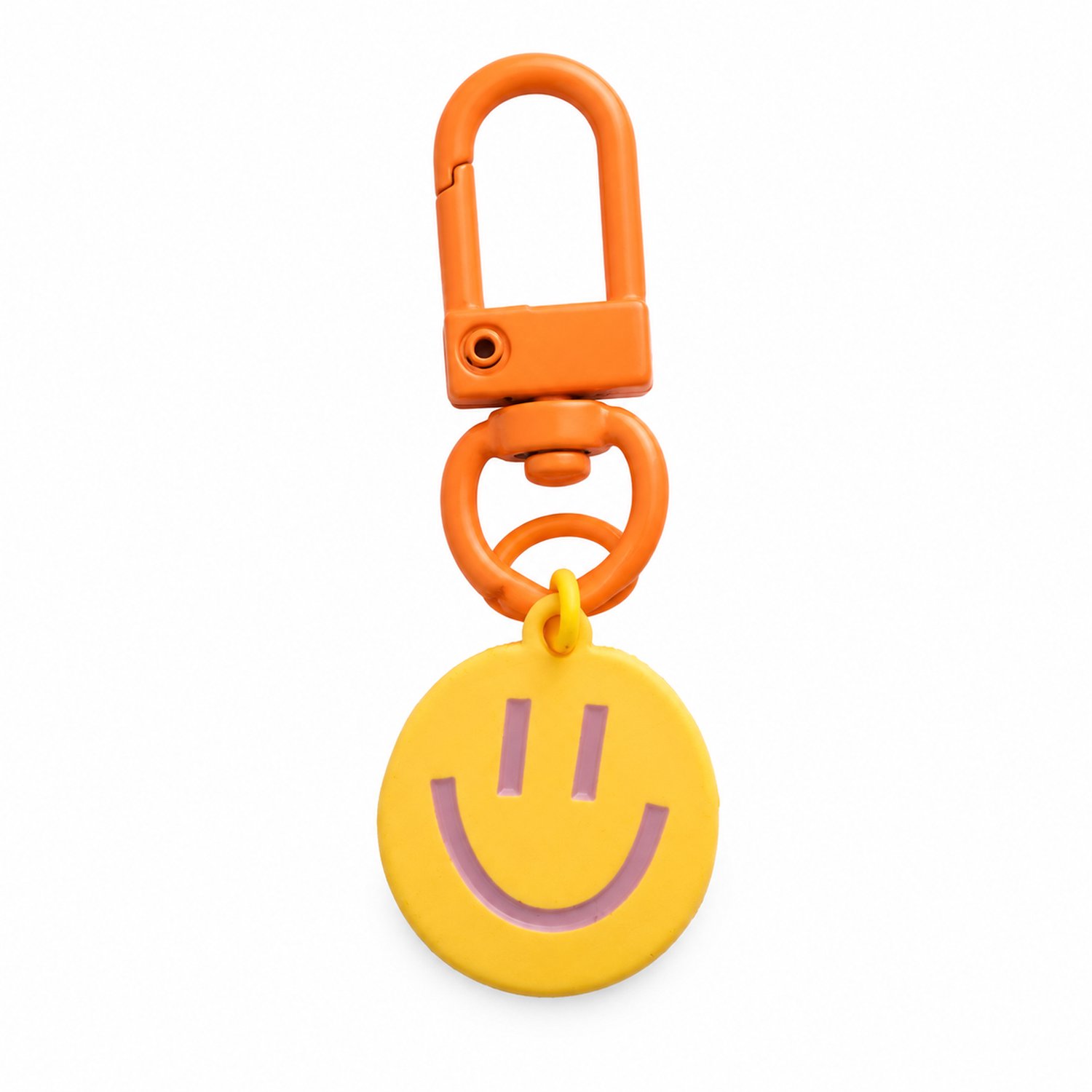 sleutelhanger met smiley en oranje musketonhaak - Legering met gekleurde afwerking, voor sleutels en tassen
